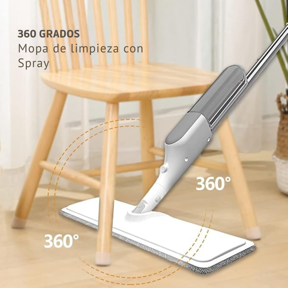Mopa Spray Trapeador de Pisos Microfibra 360°